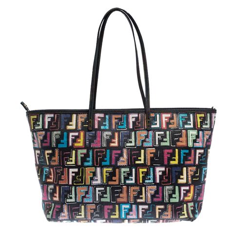 authentic fendi multicolor zucca belt bag|Fendi zucca shopper tote.